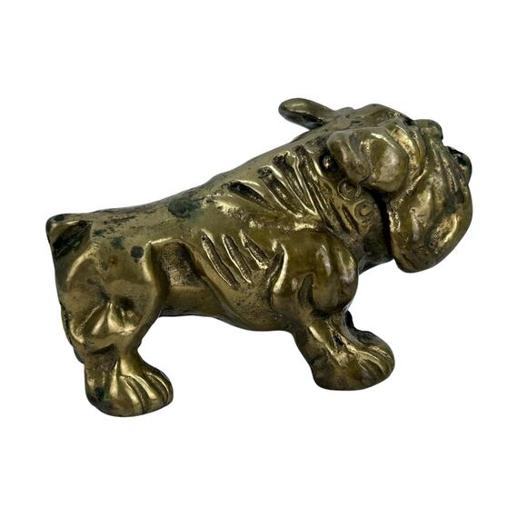 Vtg Solid Brass English Bulldog Gold Desk Paperweight/Figurine 4” statue heavy - Picture 5 of 8